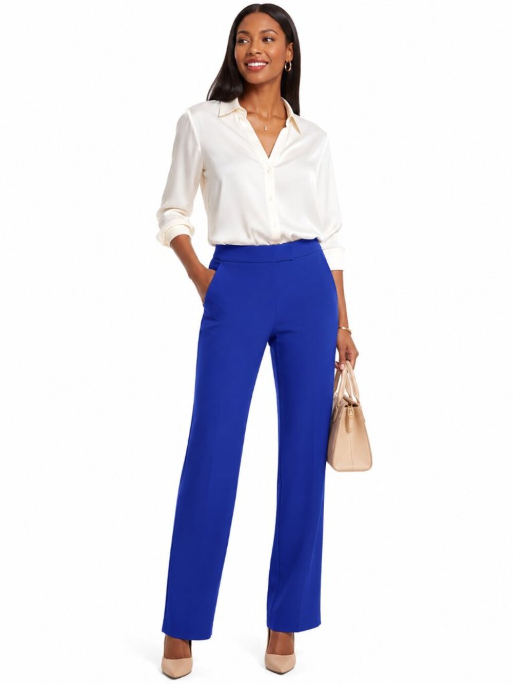 St. John Cobalt Blue Straight Leg Dress Pants Size 2 Elegant Career Trousers